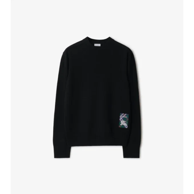 Sweter wełniany z etykietą w kratę Sweter wełniany z etykietą w kratę