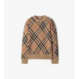 Sweter z mieszanki wełny i moheru w kratę
