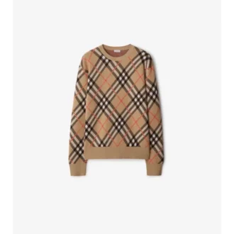 Sweter z mieszanki wełny i moheru w kratę