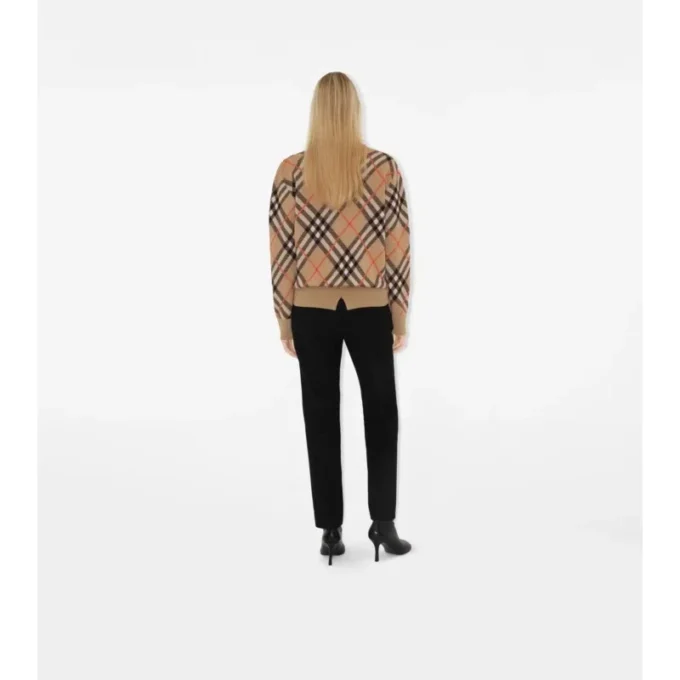 Sweter z mieszanki wełny i moheru w kratę