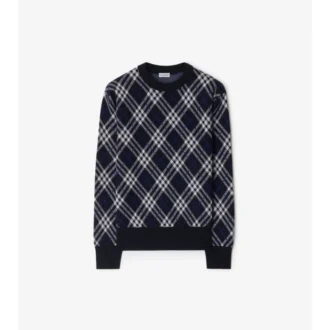 Sweter z mieszanki wełny w kratę