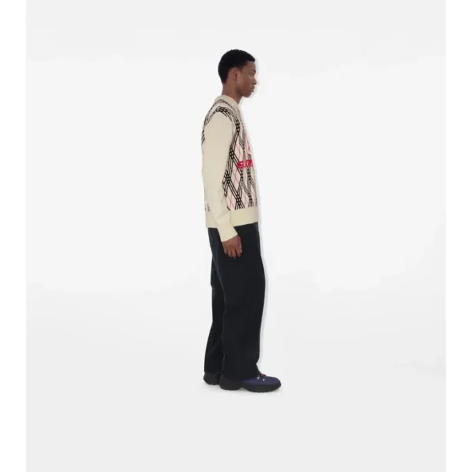 Sweter z mieszanki wełny w kratę argyle