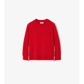 Sweter z wełny i kaszmiru z naszywką w kratę