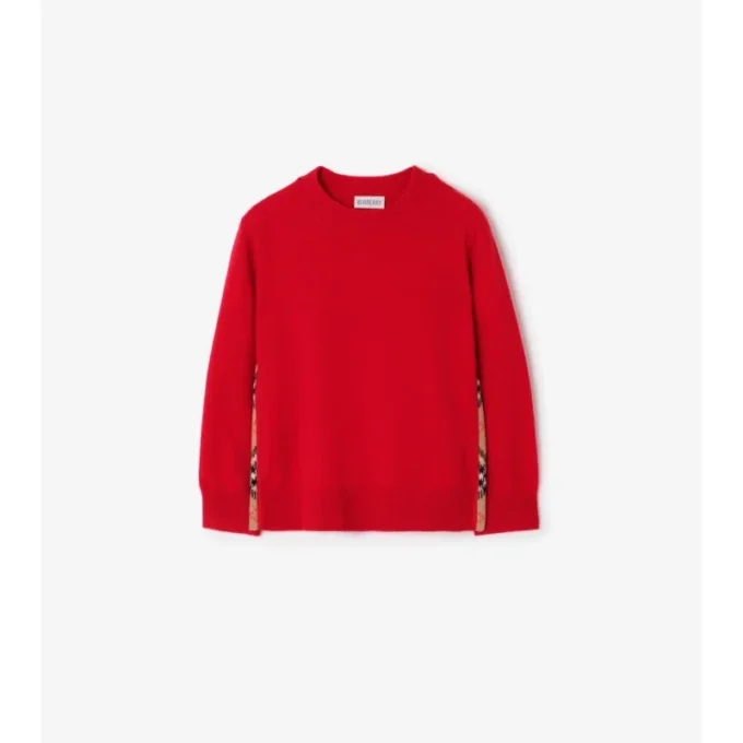 Sweter z wełny i kaszmiru z naszywką w kratę Sweter z wełny i kaszmiru z naszywką w kratę