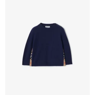 Sweter z wełny i kaszmiru z naszywką w kratę