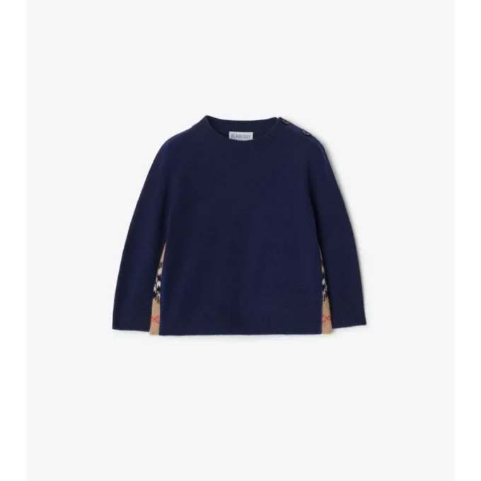 Sweter z wełny i kaszmiru z naszywką w kratę Sweter z wełny i kaszmiru z naszywką w kratę