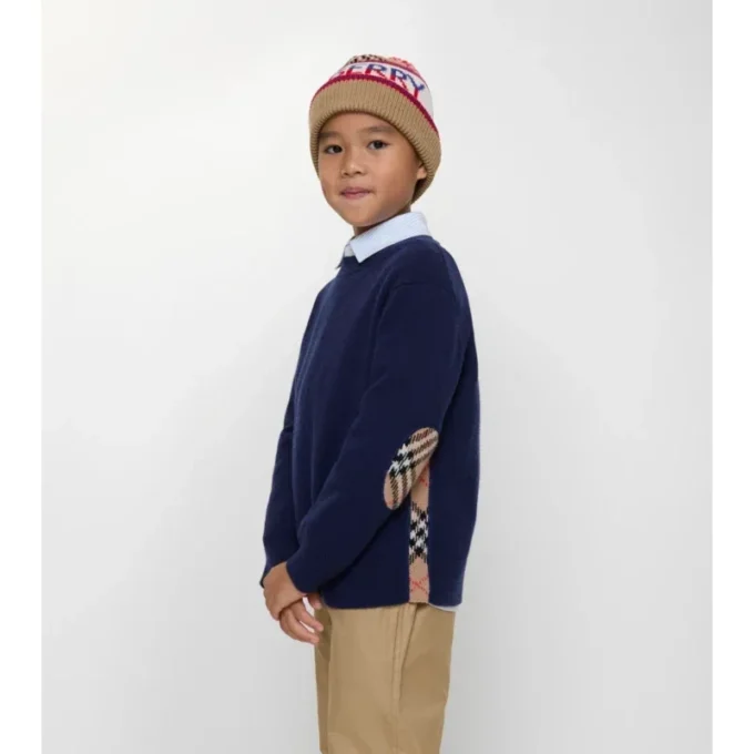Sweter z wełny i kaszmiru z naszywką w kratę Sweter z wełny i kaszmiru z naszywką w kratę