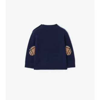 Sweter z wełny i kaszmiru z naszywką w kratę