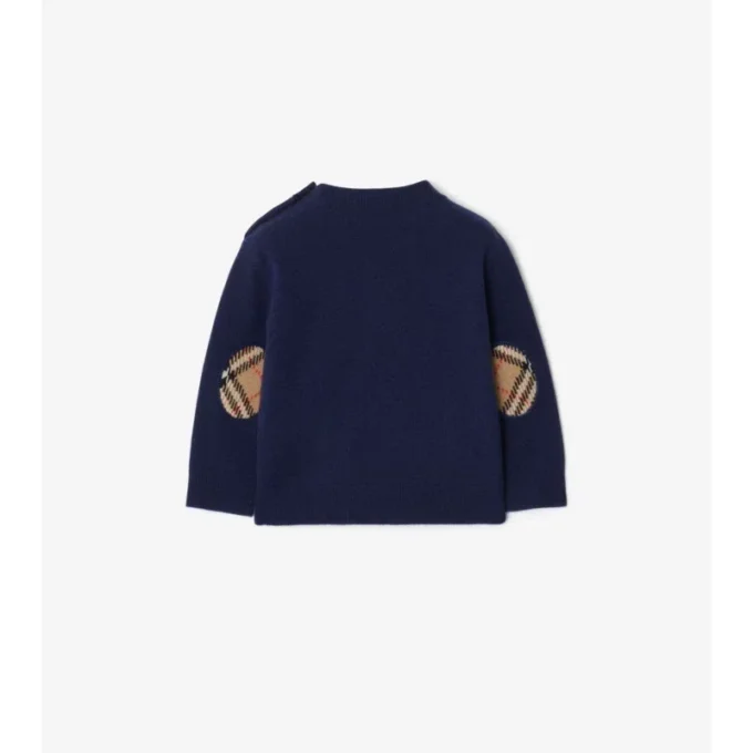Sweter z wełny i kaszmiru z naszywką w kratę Sweter z wełny i kaszmiru z naszywką w kratę