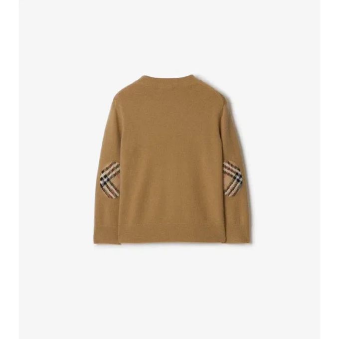 Sweter z wełny i kaszmiru z naszywką w kratę Sweter z wełny i kaszmiru z naszywką w kratę