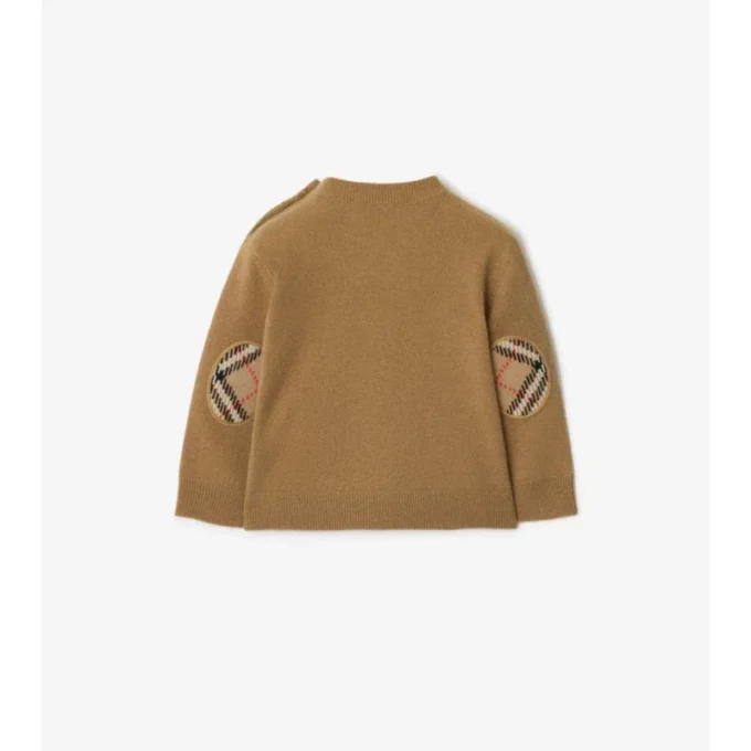 Sweter z wełny i kaszmiru z naszywką w kratę Sweter z wełny i kaszmiru z naszywką w kratę