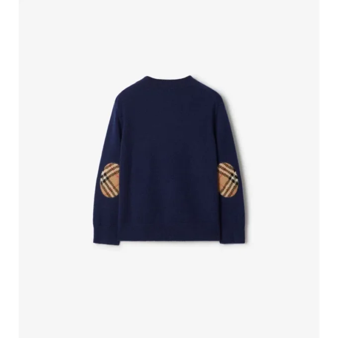 Sweter z wełny i kaszmiru z naszywką w kratę Sweter z wełny i kaszmiru z naszywką w kratę