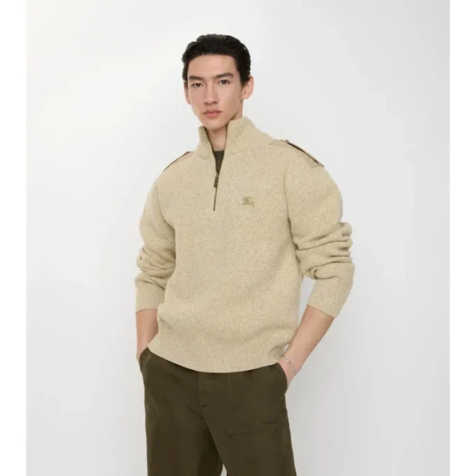 Sweter z wełny i kaszmiru z półsuwakiem Sweter z wełny i kaszmiru z półsuwakiem