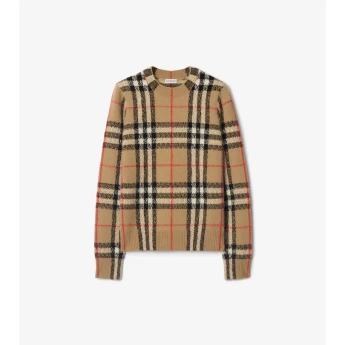 Sweter z wełny kaszmirowej w kratę