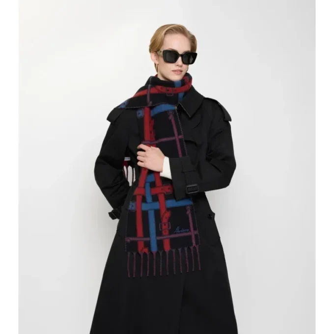 Szalik z kaszmiru w kratę Belt Check Szalik z kaszmiru w kratę Belt Check