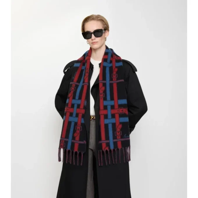 Szalik z kaszmiru w kratę Belt Check Szalik z kaszmiru w kratę Belt Check
