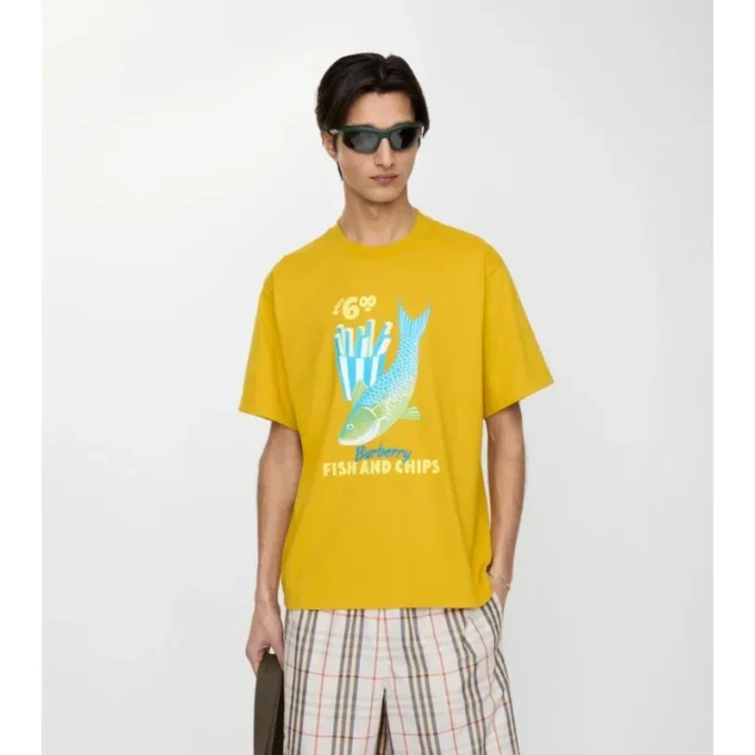 T-shirt bawełniany z nadrukiem „Fish and Chips”