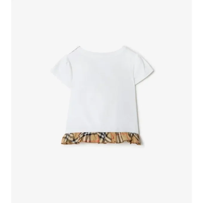 T-shirt z bawełny z elastycznym kołnierzem w kratkę T-shirt z bawełny z elastycznym kołnierzem w kratkę