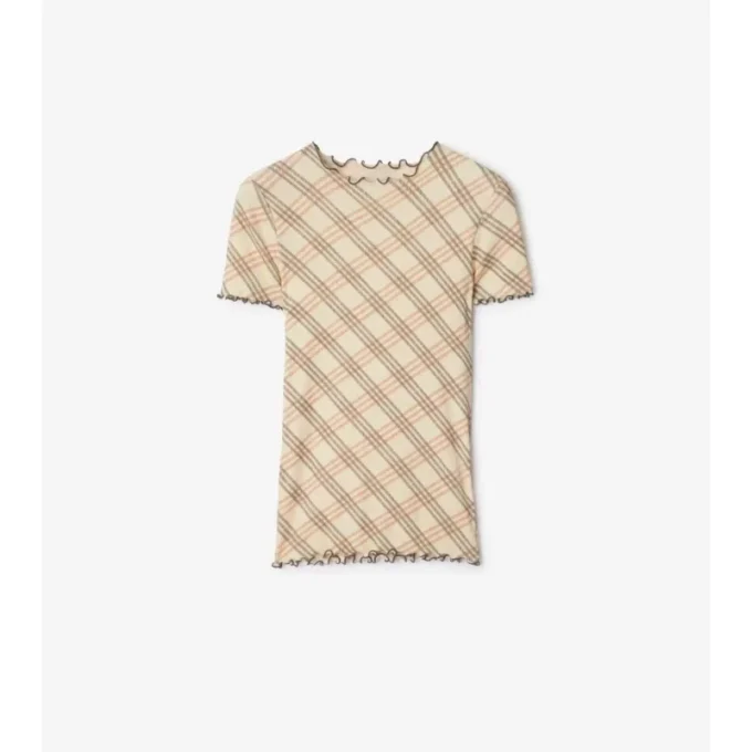 T-shirt z elastycznej bawełny w kratę T-shirt z elastycznej bawełny w kratę