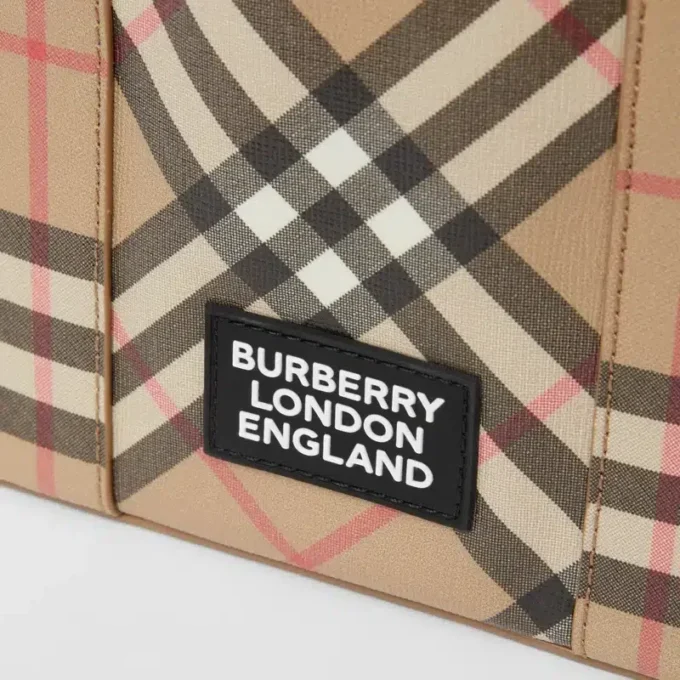 Torba z płótna E-Canvas z aplikacją z logo i wzorem Vintage Check w stylu vintage