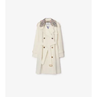 Trench Coat Castleford o średniej długości z kołnierzem w kratę
