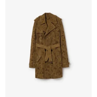 Trench Coat Lawshall z zamszu w paisley, o średniej długości