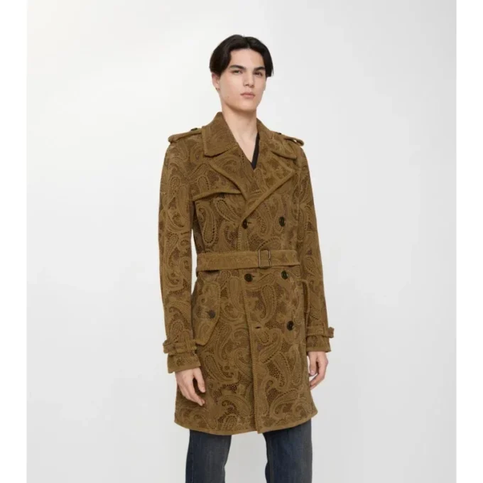 Trench Coat Lawshall z zamszu w paisley, o średniej długości Trench Coat Lawshall z zamszu w paisley, o średniej długości