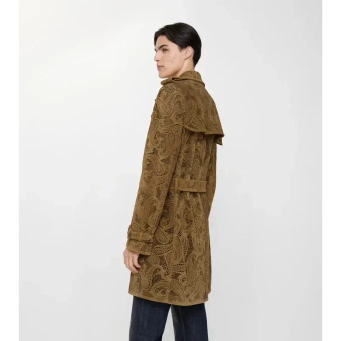 Trench Coat Lawshall z zamszu w paisley, o średniej długości Trench Coat Lawshall z zamszu w paisley, o średniej długości
