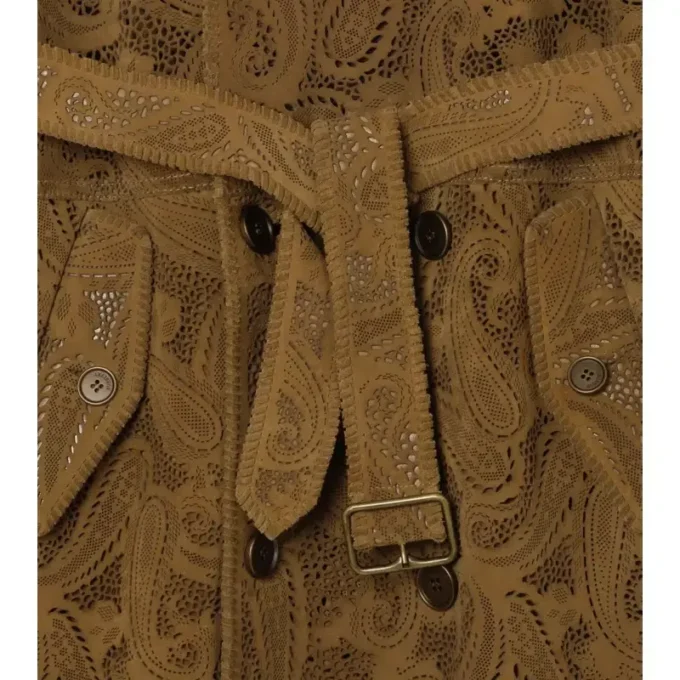 Trench Coat Lawshall z zamszu w paisley, o średniej długości Trench Coat Lawshall z zamszu w paisley, o średniej długości