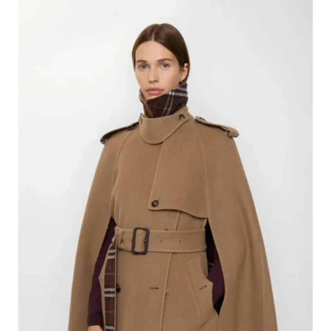 Wełniana peleryna typu trench Belmont