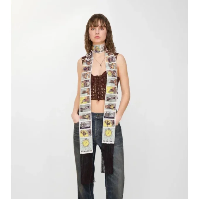 Wąski jedwabny szalik Tarot
