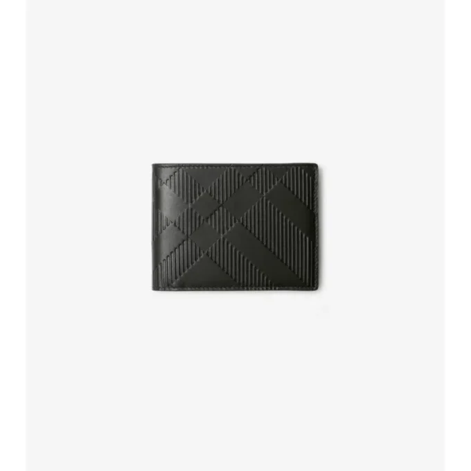 Wytłaczany portfel typu slim bifold w kratkę Wytłaczany portfel typu slim bifold w kratkę